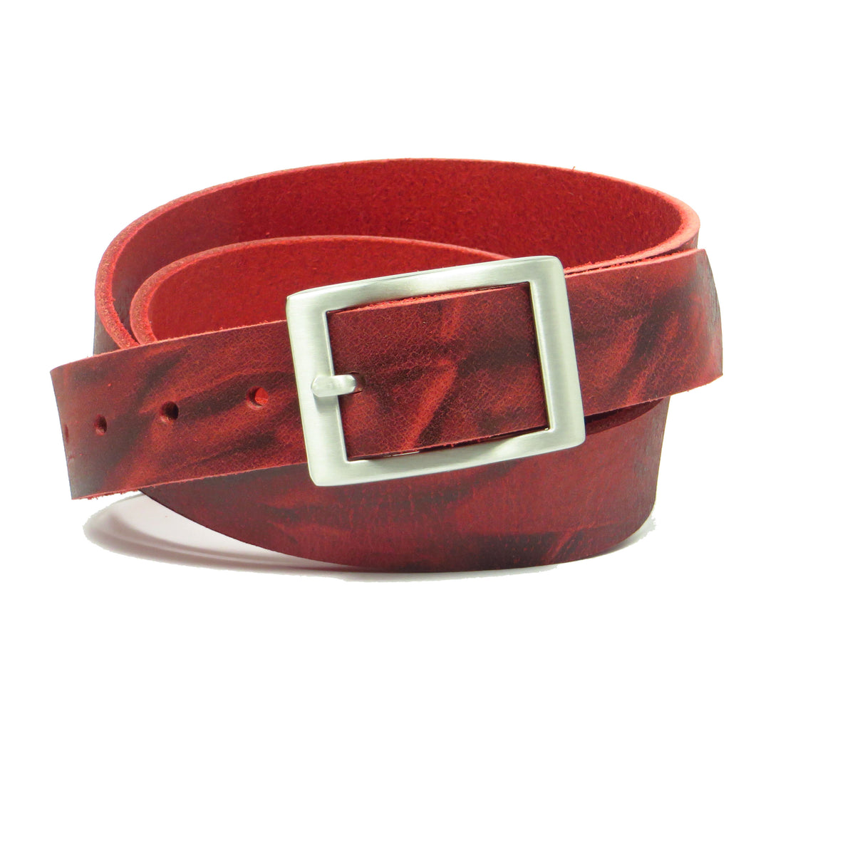 Ledergürtel 3 cm breit rot Büffelleder