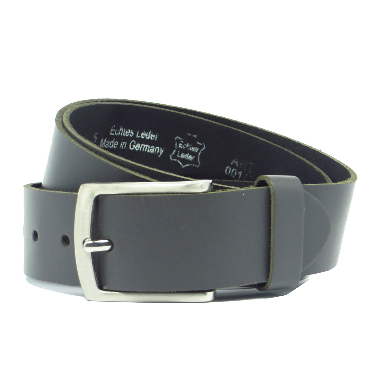 Ledergürtel 4 cm breit grau aus feinem Rindsleder