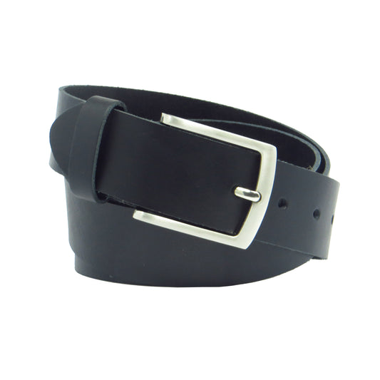 Ledergürtel 4 cm breit schwarz aus feinem Rindsleder