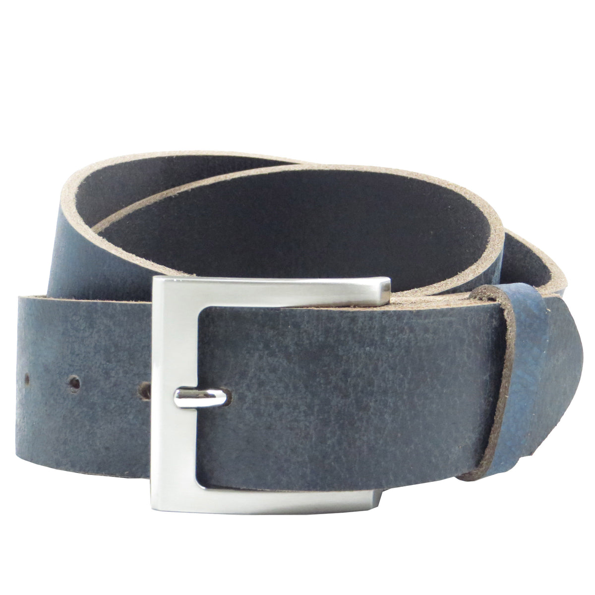 Ledergürtel 4 cm breit blau Büffelleder