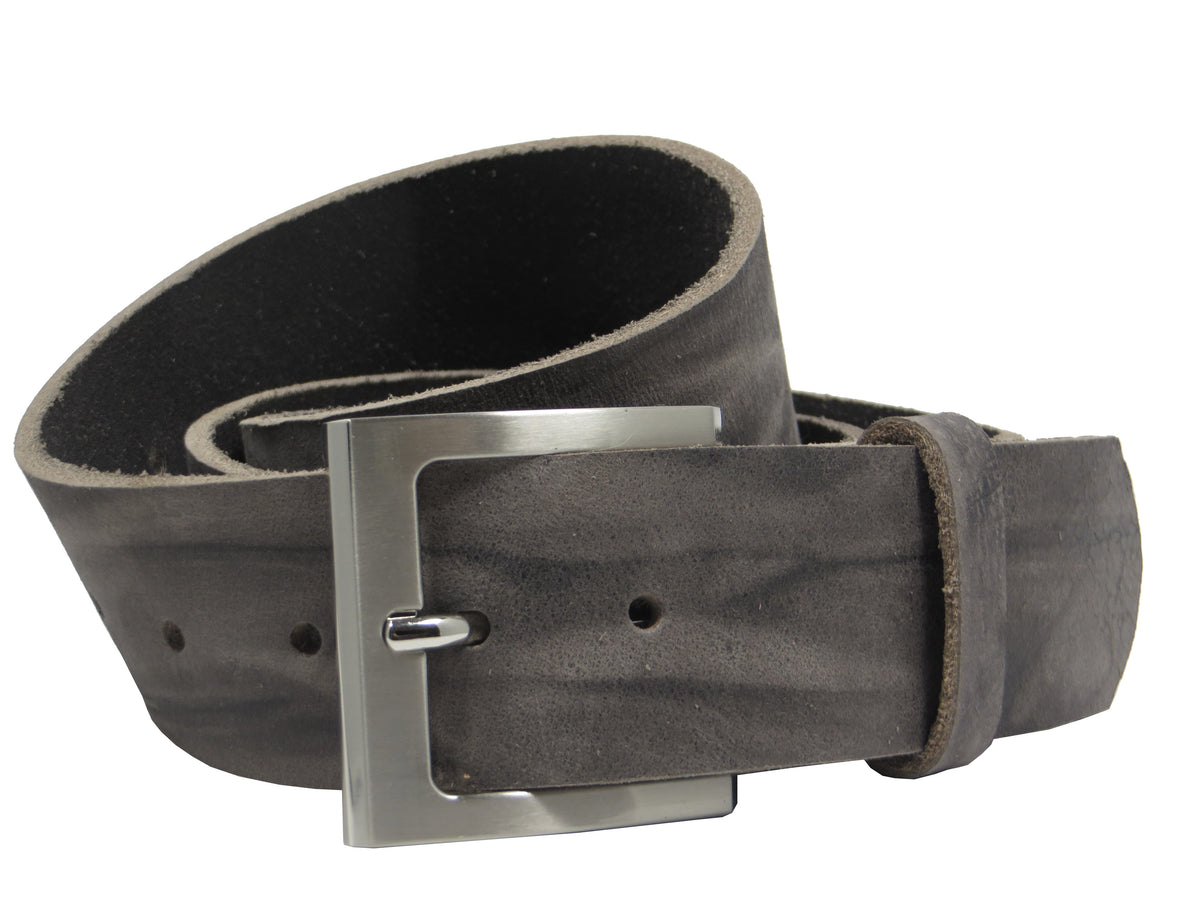 Ledergürtel 4 cm breit grau Büffelleder