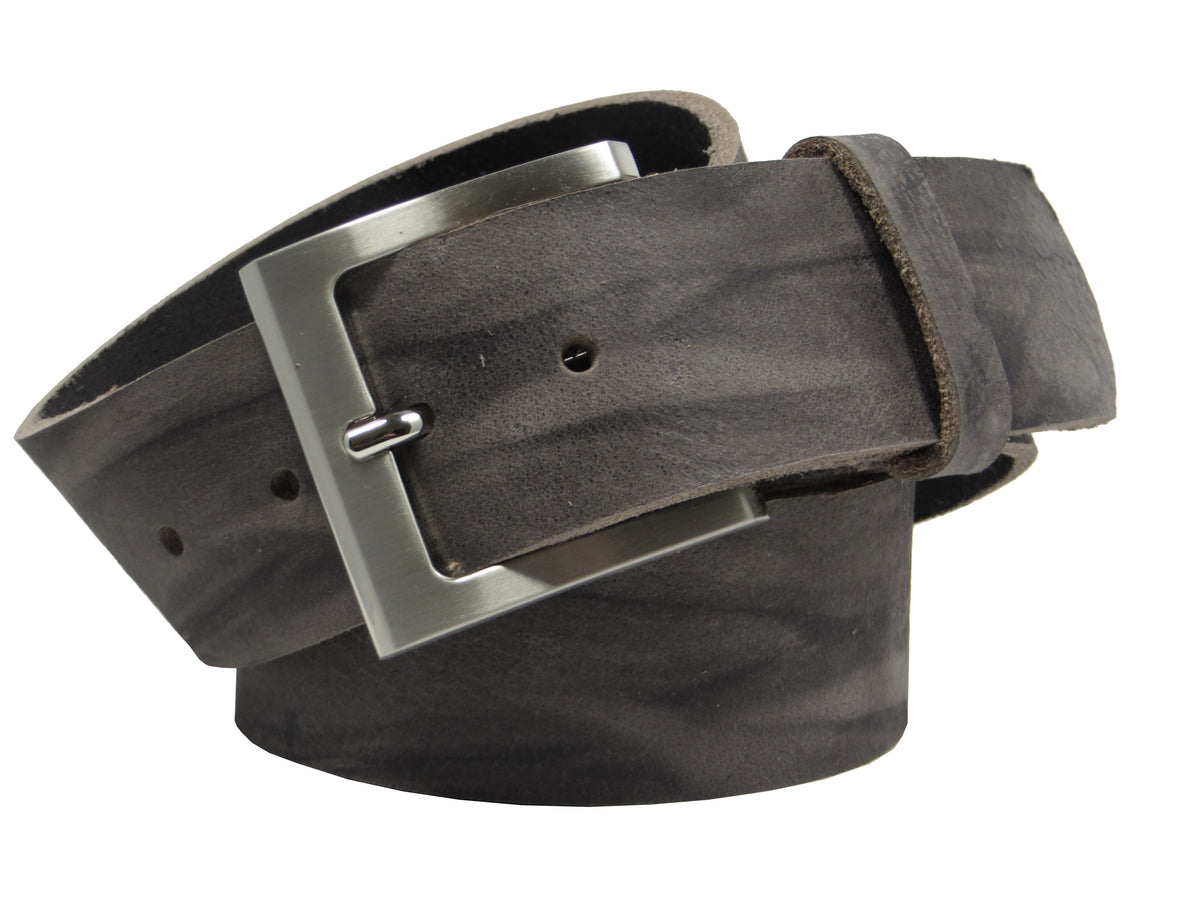Ledergürtel 4 cm breit grau Büffelleder