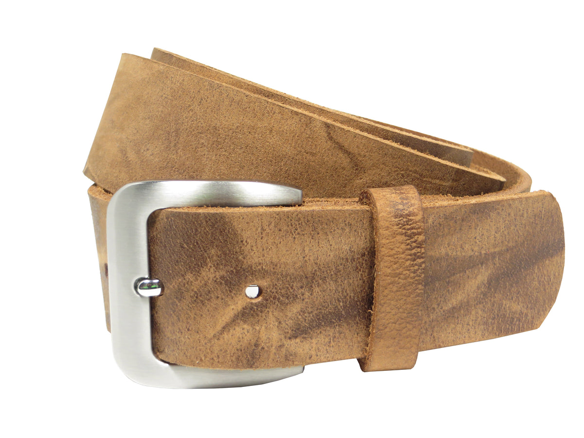 Ledergürtel 4 cm breit natur Büffelleder