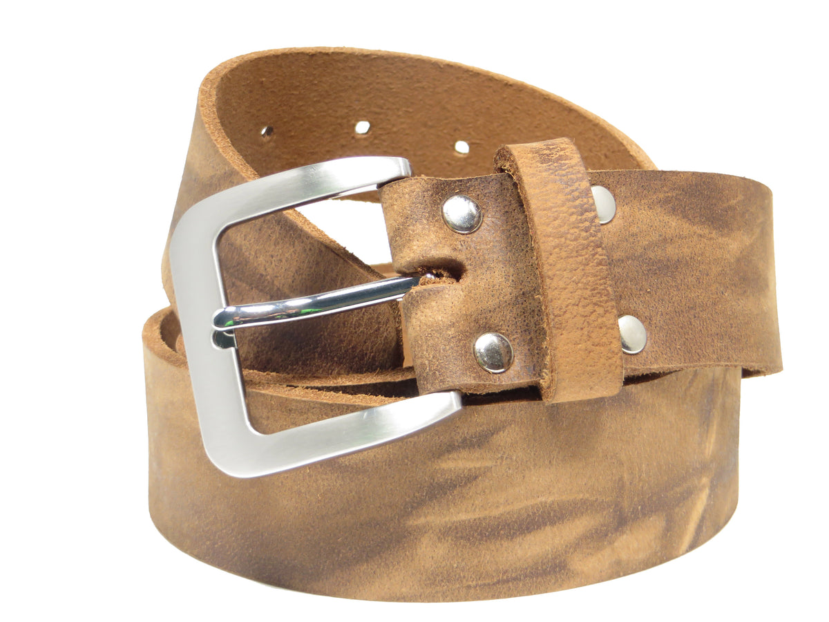 Ledergürtel 4 cm breit natur Büffelleder