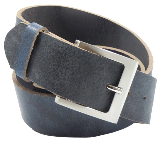 Blauer Büffelleder 4 cm breiter Ledergürtel für Damen Herren ca. 3 – 4 mm dickem Leder. Anzughose Jeans Rock Kleid Arbeitsgürtel Arbeitshose Damengürtel Herrengürtel in verschiedene Längen breiten und Farben erhältlich. Ledergürtel 2 cm breit 3 cm breite Ledergürtel 4 cm breite Gürtel und 5 cm breite Gürtel aus Rindsleder Büffelleder