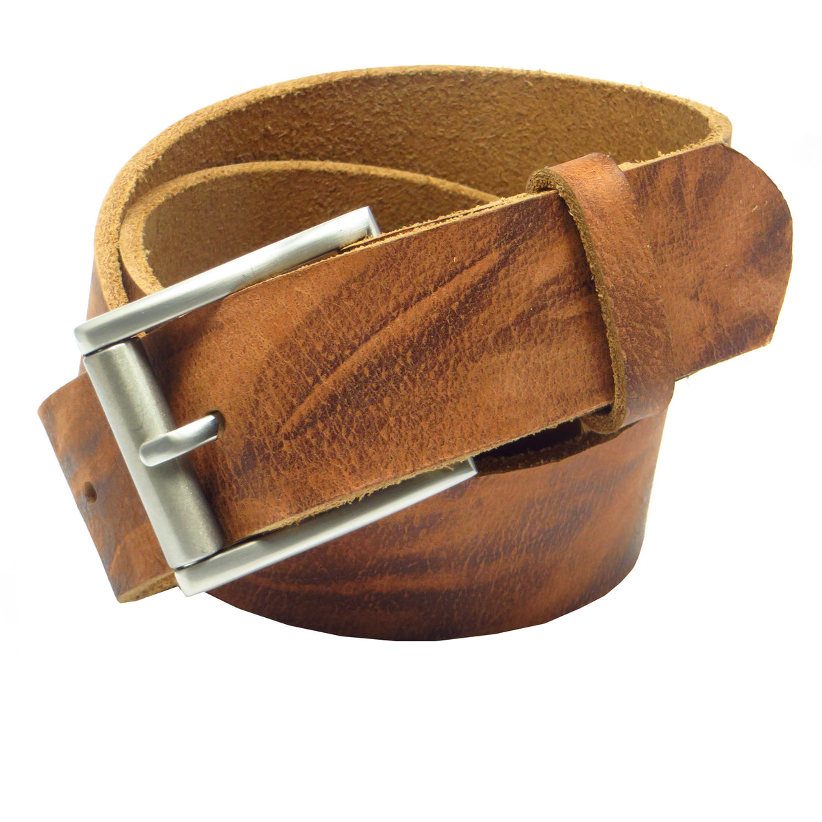 Ledergürtel 4 cm breit braun Büffelleder