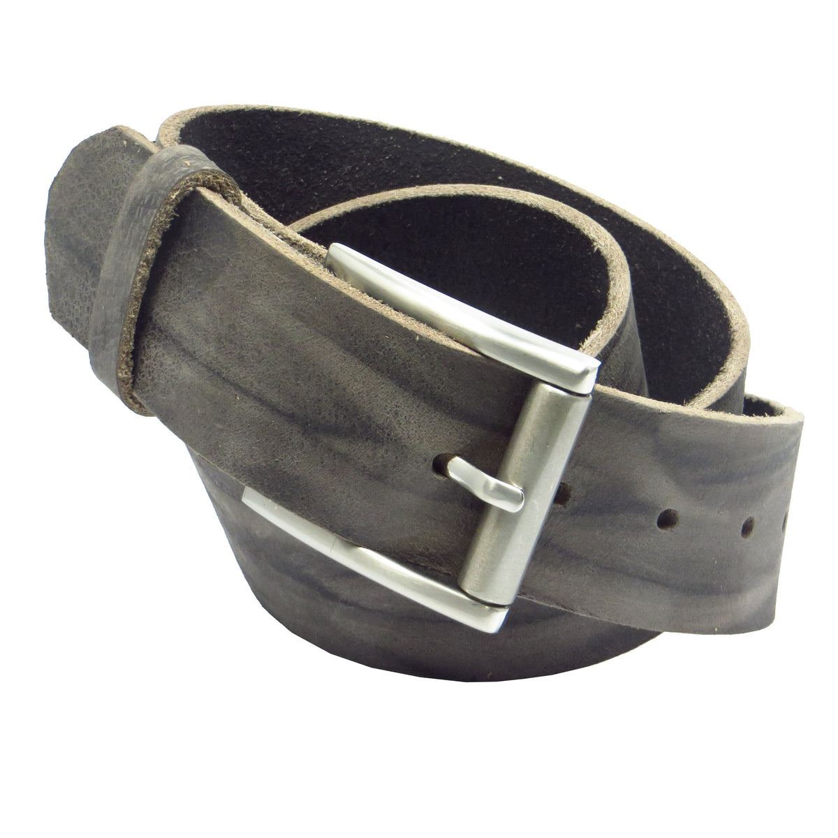 Ledergürtel 4 cm breit grau Büffelleder