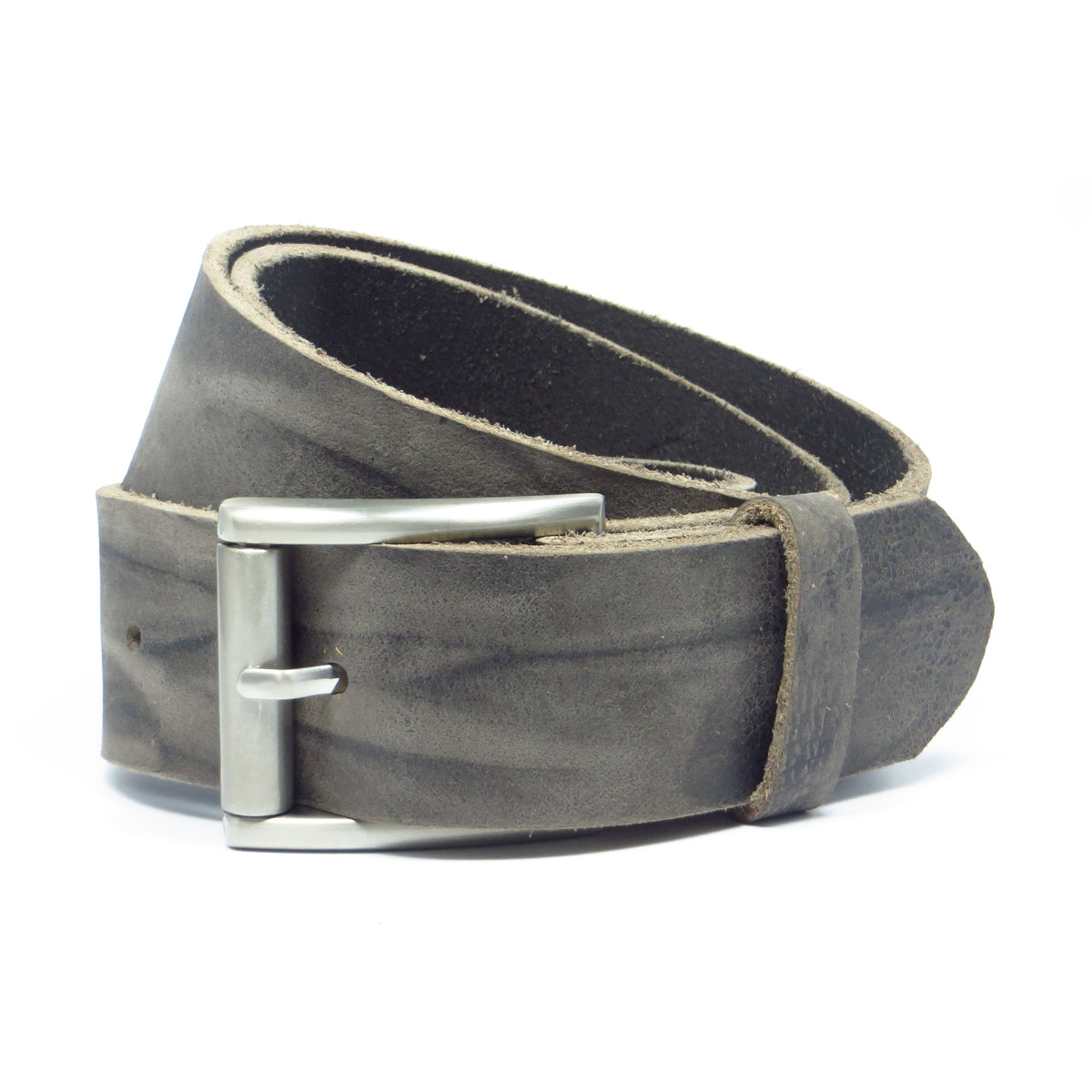Ledergürtel 4 cm breit grau Büffelleder