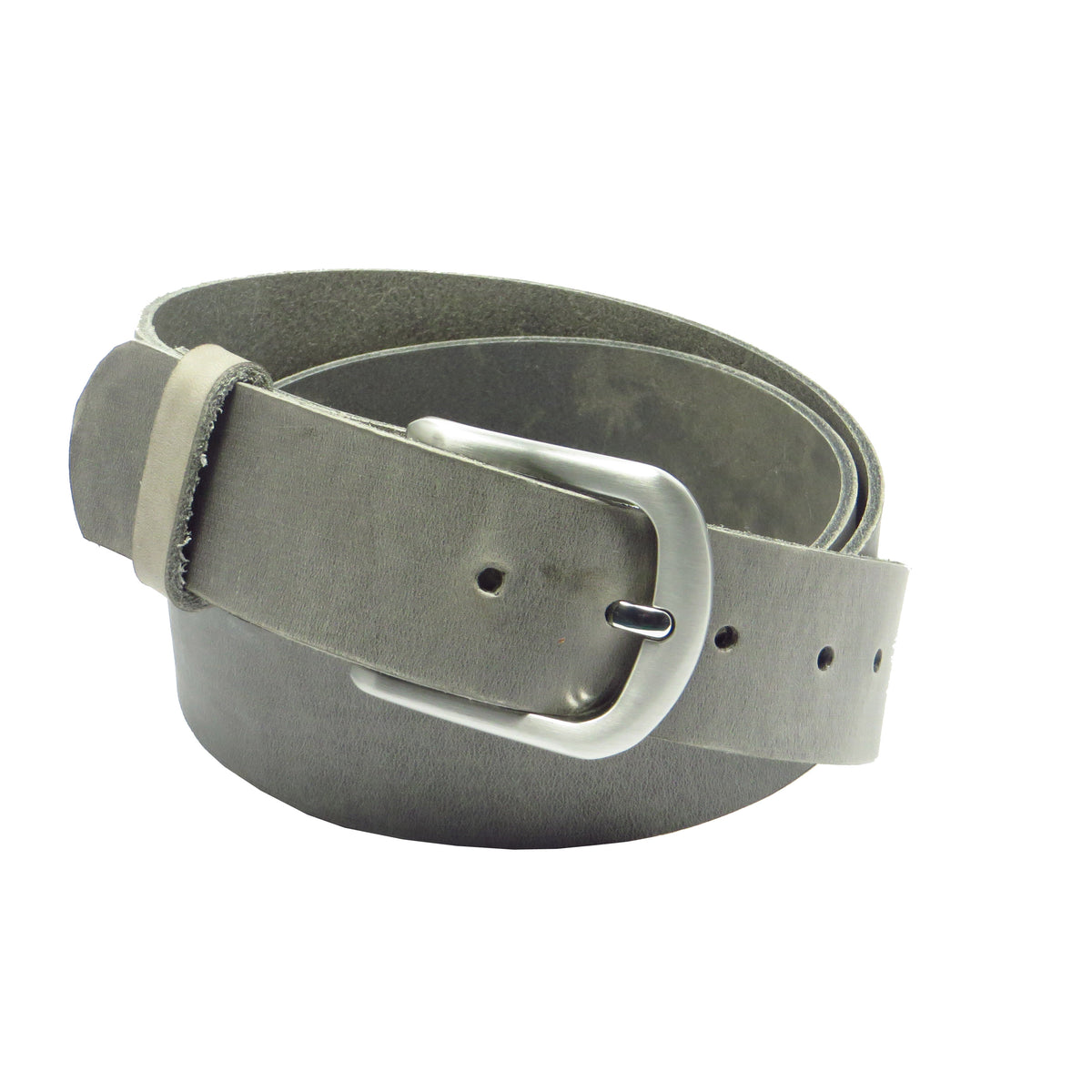 Ledergürtel 4 cm breit hellgrau Rindsleder