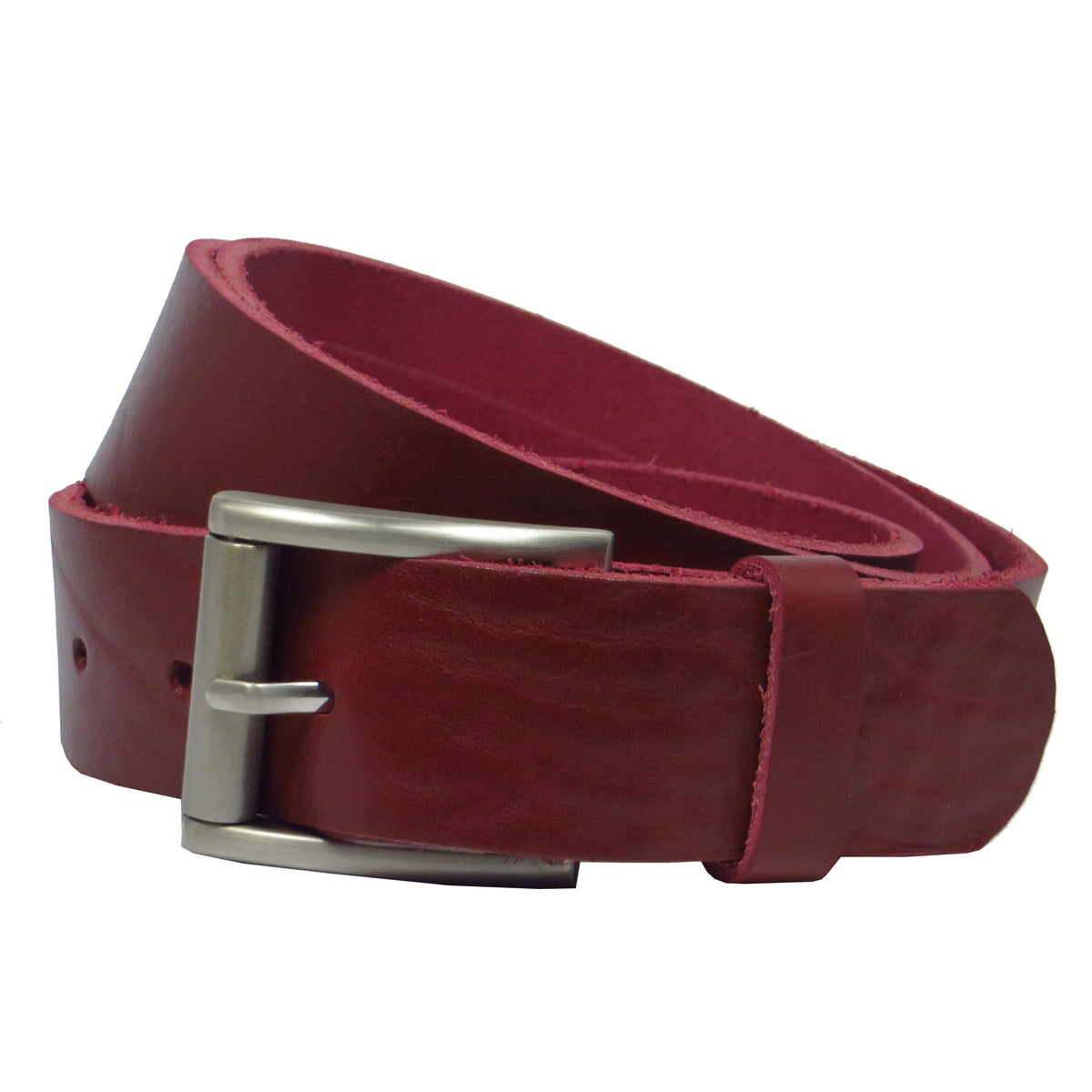 Ledergürtel 4 cm breit bordeaux rot Rindsleder