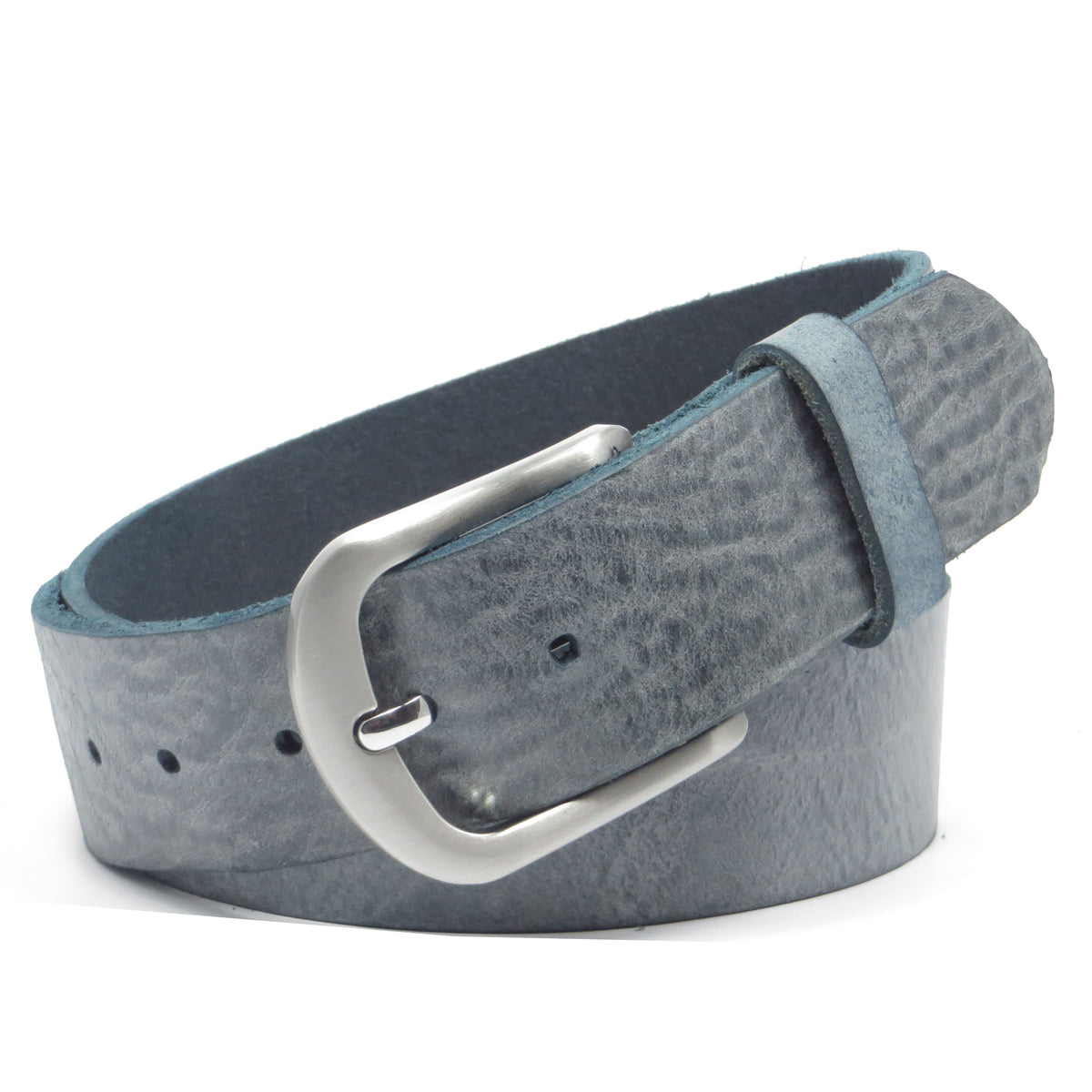 Ledergürtel 4 cm breit Jeans blau Rindsleder