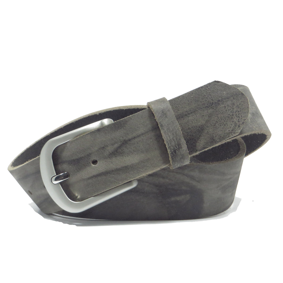 Ledergürtel 4 cm breit grau Büffelleder