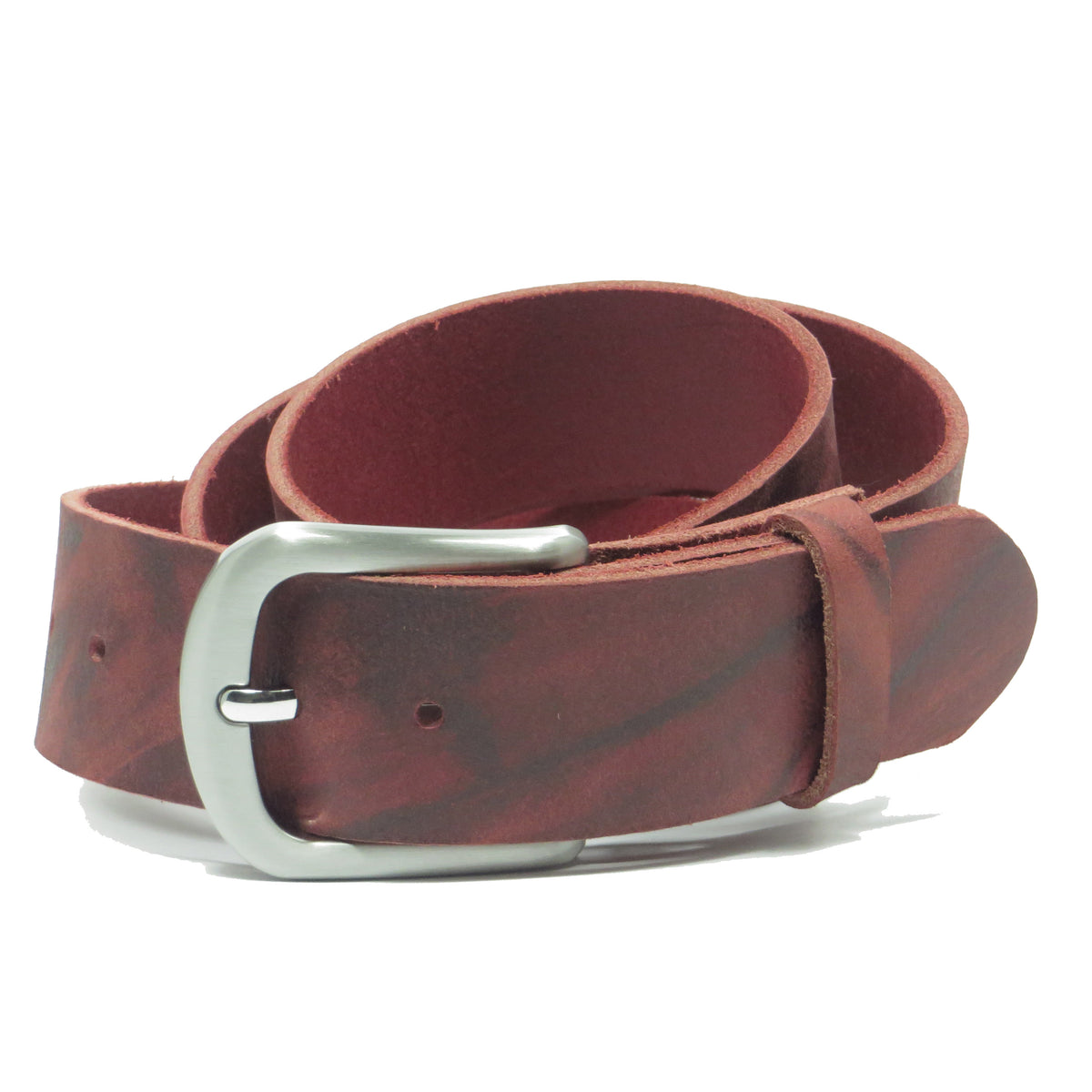 Ledergürtel 4 cm breit rot Büffelleder