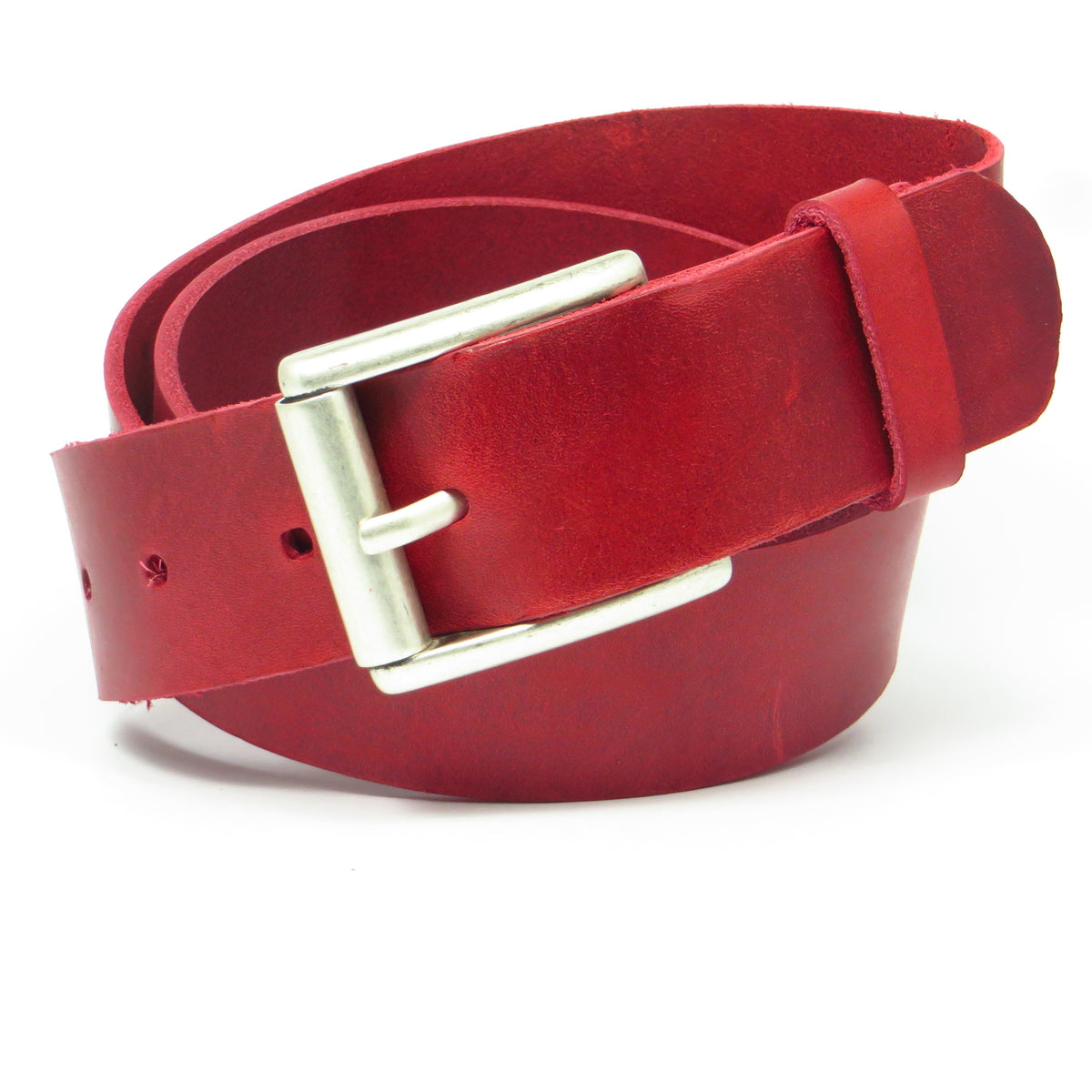 Ledergürtel 4 cm breit rot Rindsleder