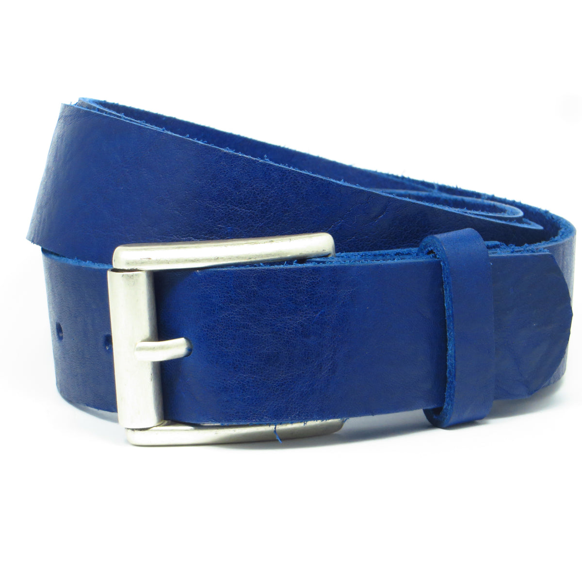 Ledergürtel 4 cm breit blau Rindsleder