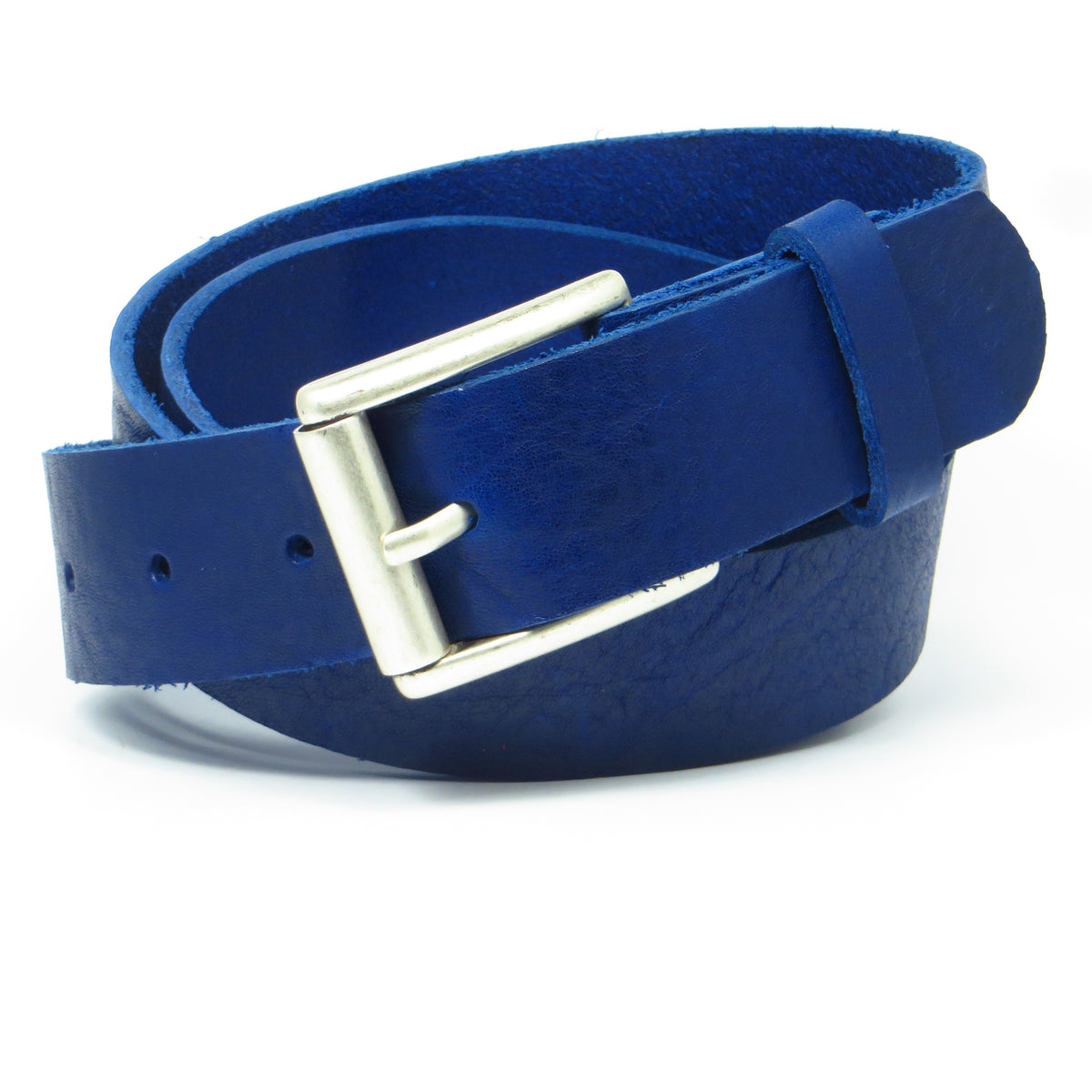 Ledergürtel 4 cm breit blau Rindsleder