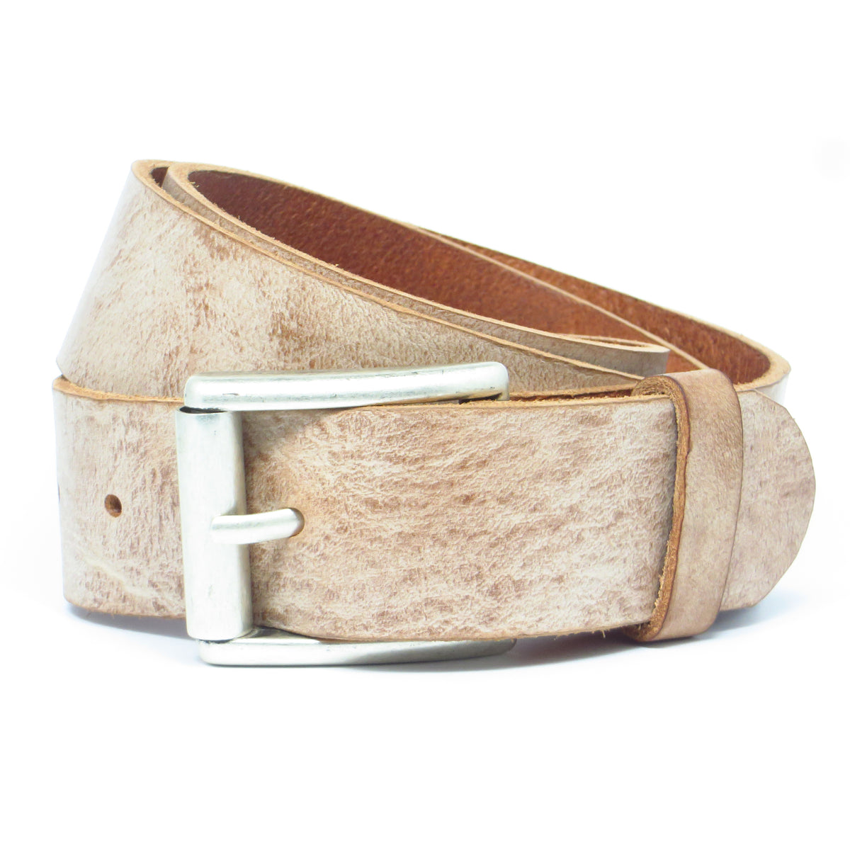 Ledergürtel 4 cm breit rosa/beige Rindsleder