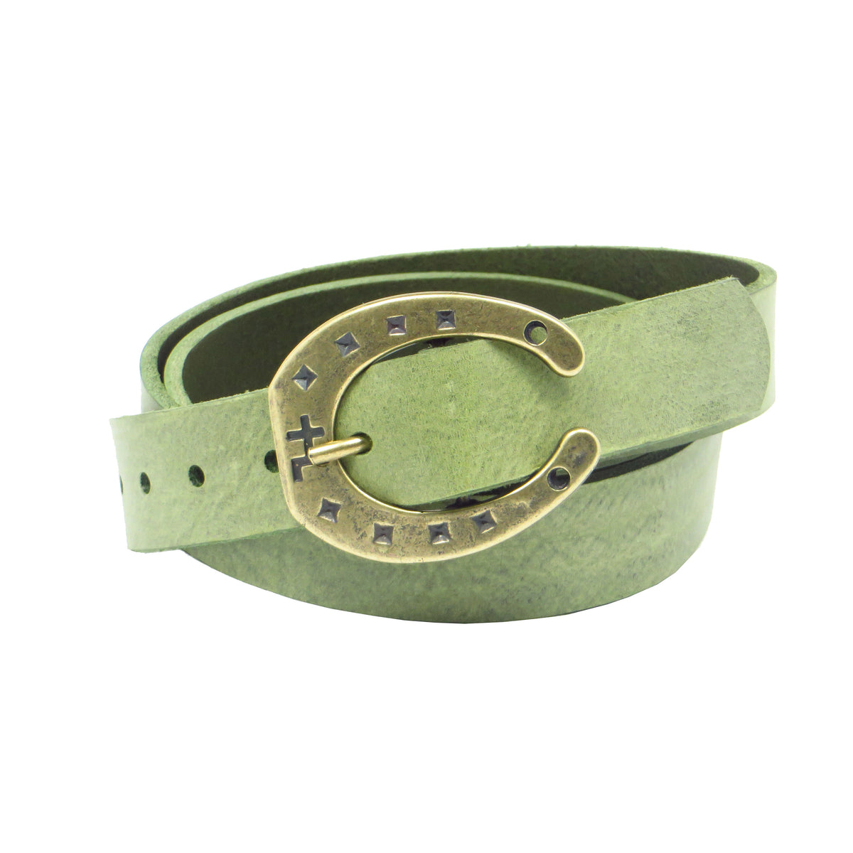 Ledergürtel 3 cm breit mint grün Rindsleder mit Hufeisenschnalle