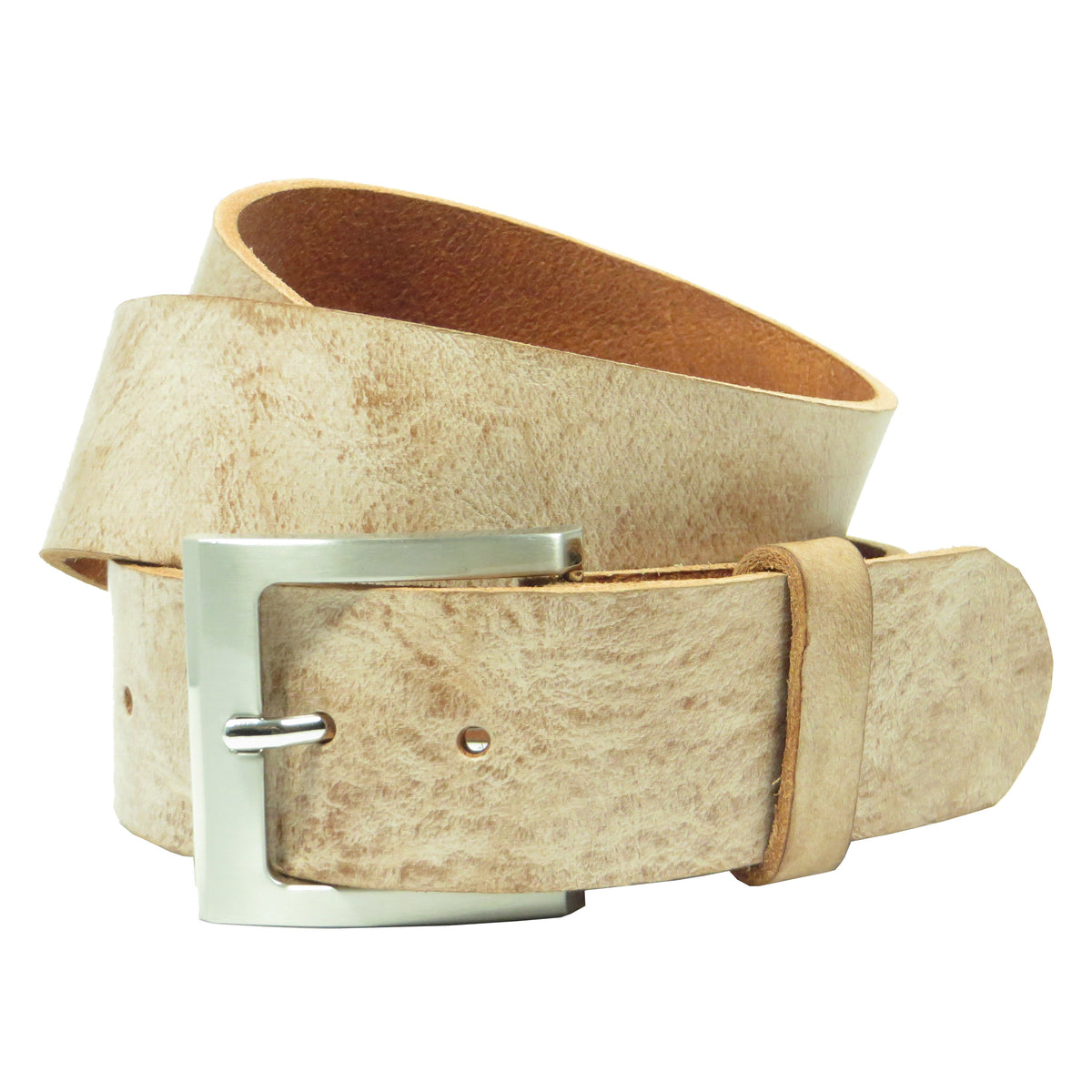 Ledergürtel 4 cm breit rosa/beige Rindsleder