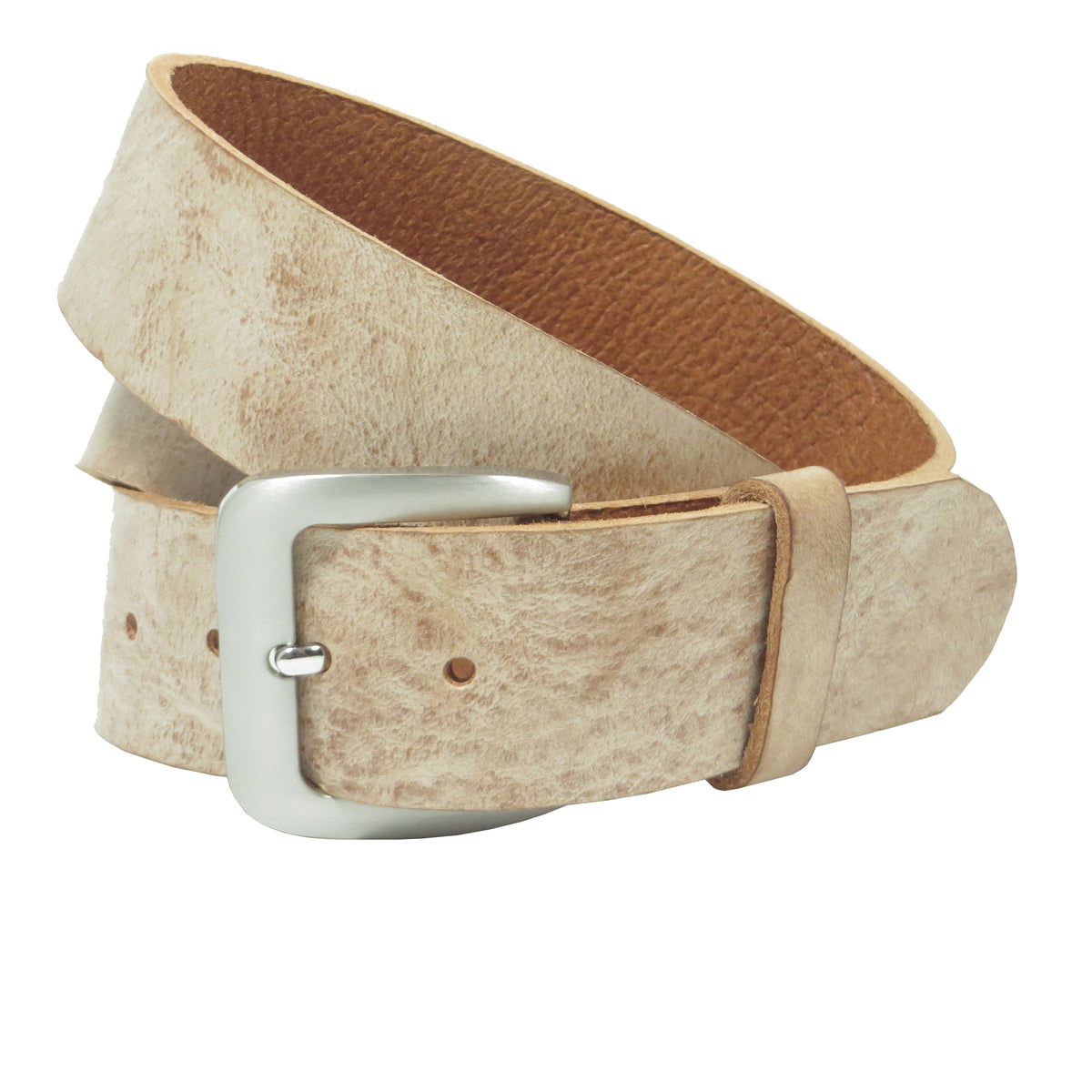 Ledergürtel 4 cm breit rosa/beige Rindsleder